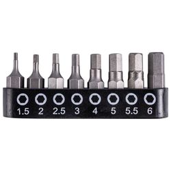Insert Bit Set 8pce Hex H1.5 - H6 25mm Allen Size1.5 2 2.5 3 4 5 5.5 6